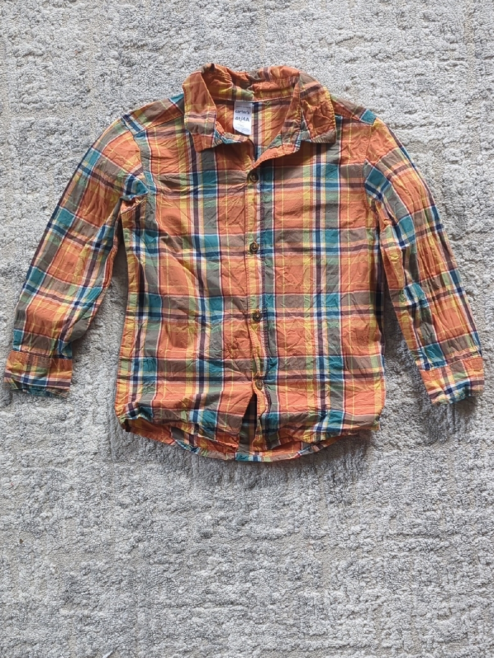 Carter's Orange Plaid Button-Down Shirt Size 4T